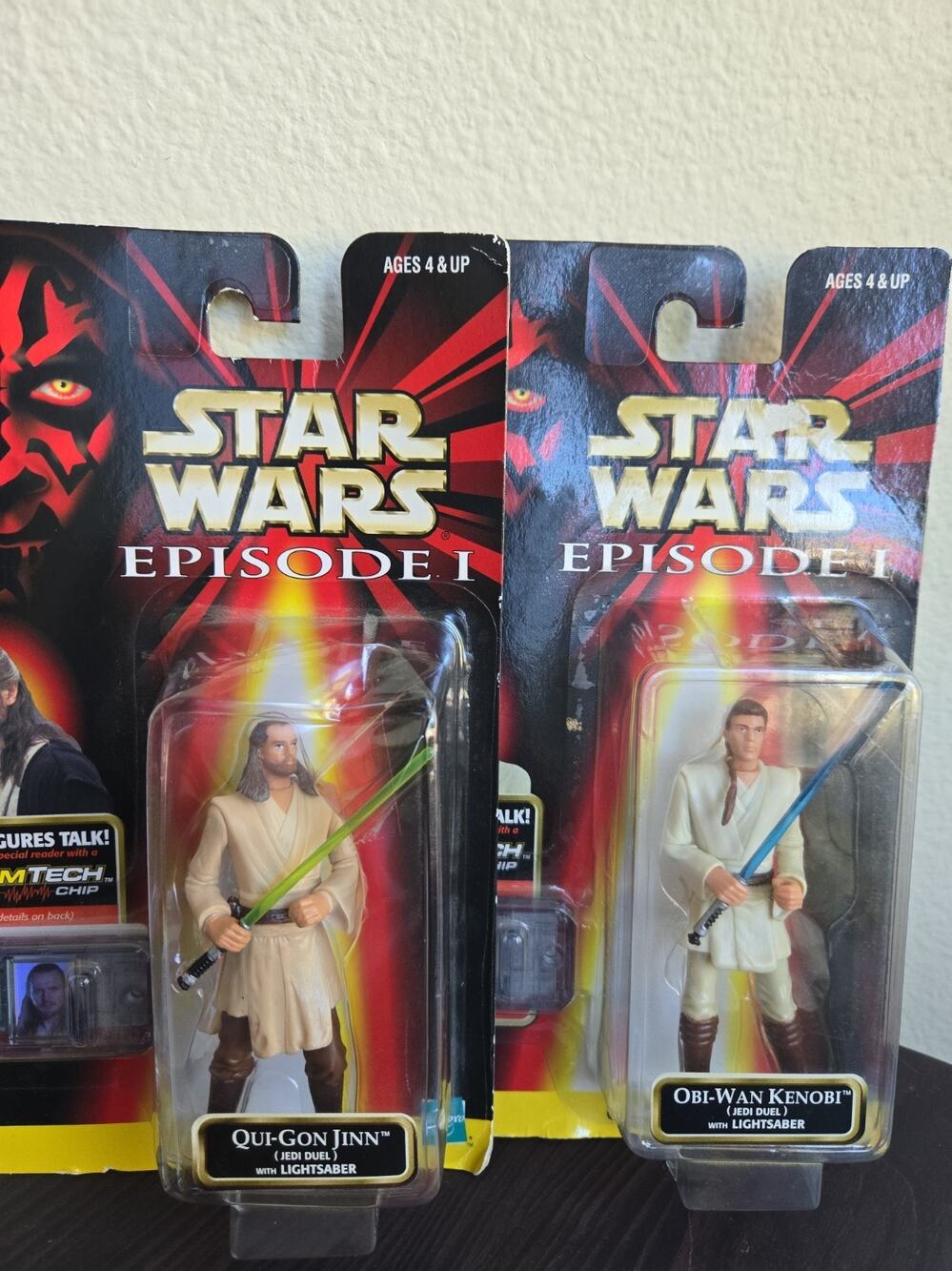 Movie Star Wars Episode I Qui-Gon Jinn & Obi-wan Figures Commtech Chip Hasbro